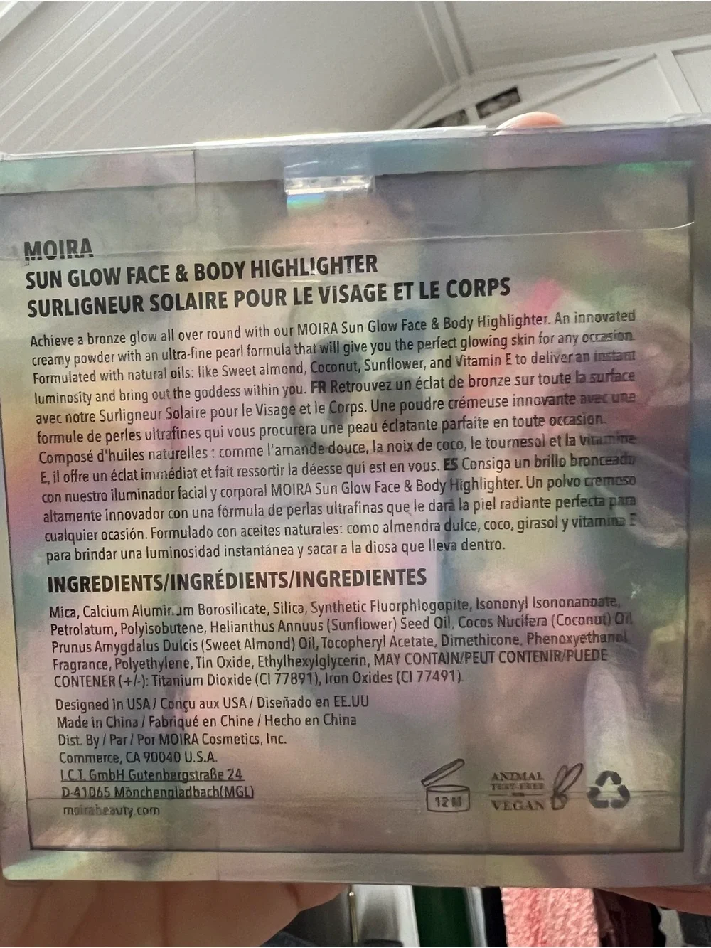 Moira Sun Glow Face and Body Highlighter in the color Rose Petals